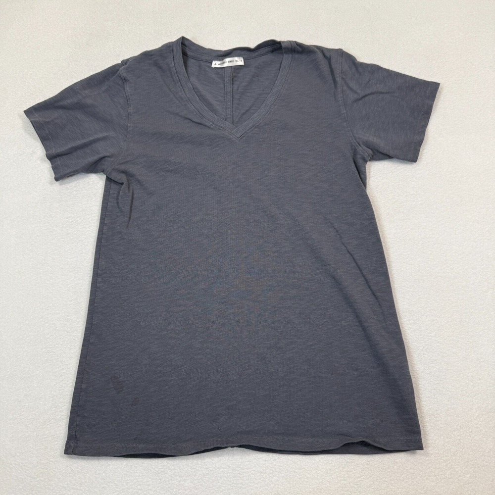 American Giant T-Shirt Women S‎ Blue V-Neck Made in USA 100% Supima Short Sleeve